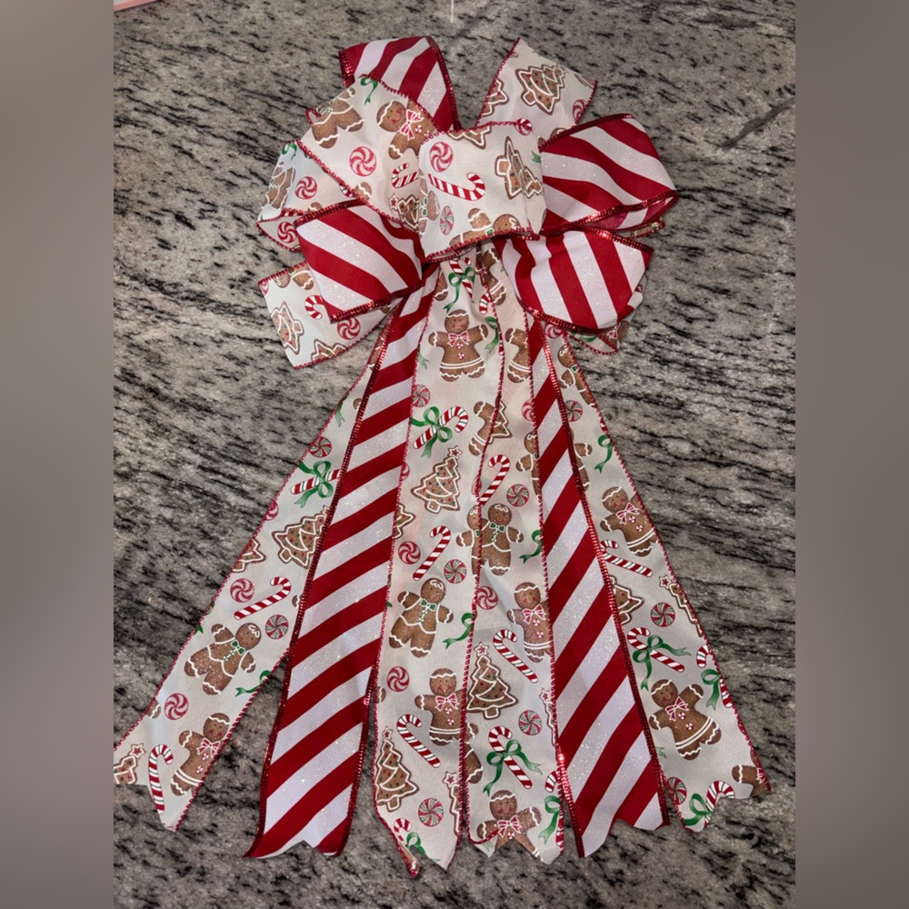 Gingerbread Man Christmas Bow for Wreath, Tree, Lantern Bow Decorations